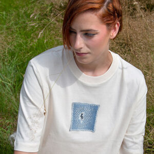 T-shirt biologisch katoen - recycled denim patch